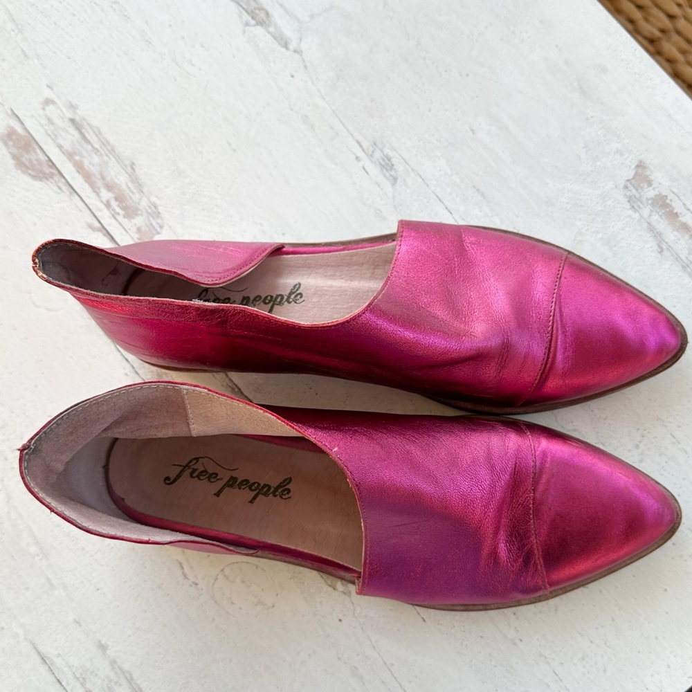 Free People Metallic Pink Leather D'Orsay Flats - Picture 8 of 16